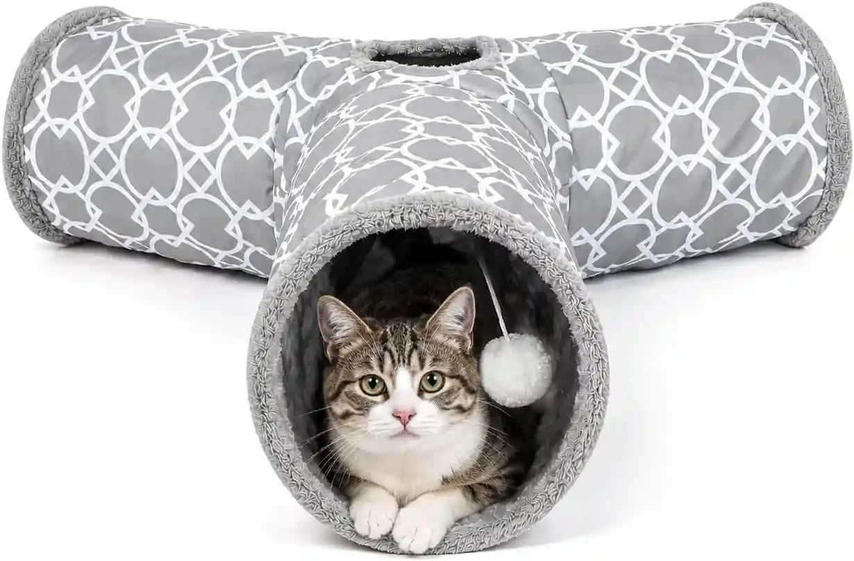 geometric-straight-cat-tunnel-with-plush-inside-cats-toys-collapsible-tunnel-tube-with-balls-for-rabbits-kittens-ferrets-puppy-diameter-9-8-inch