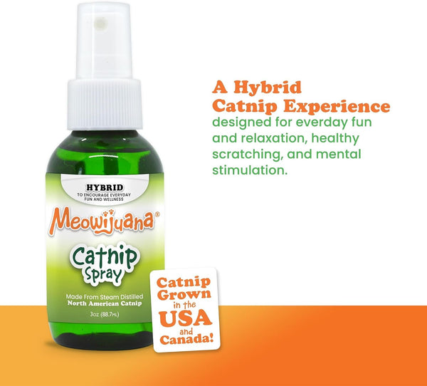 Meowijuana Premium Catnip Spray for Cats, 3 Oz | High Potency | Organic Catnip Oil Spray for Cats, 3 Oz; Redirects Scratching, Revives Toys; Made in USA, Safe for Multi-Cat Homes3