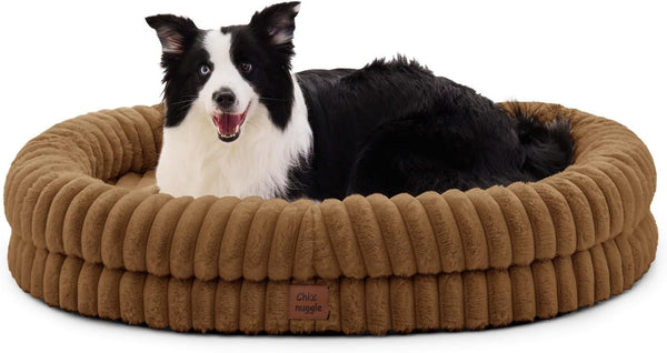 Chixnuggle Orthopedic Dog Bed, Washable Cover, Faux Fur Bolster Pet Couch | Waterproof,Egg Crate Foam,Non-Slip Bottom,For Small Medium Dogs,Dark Grey,30*24*7,Dog Sofa,Puppy Bed32