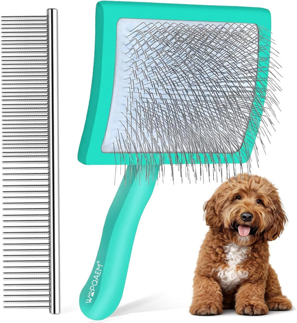 Wooden Long Pin Slicker Brush for Dogs, Doodles, Poodles, Long Hair | Grooming, Detangling, and Fluffing for Wavy and Curly Hair—Designed for Heavy, Thick Coats to Prevent Matting at Home11
