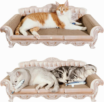 Miwoowim 31.5" Extra Large Cat Scratcher Sofa, Durable Cardboard Lounge Bed | Luxury Durable Corrugated Scratching Board Couch for Big Cats, Infinity Modern Stylish Lounger, Protects Furniture1