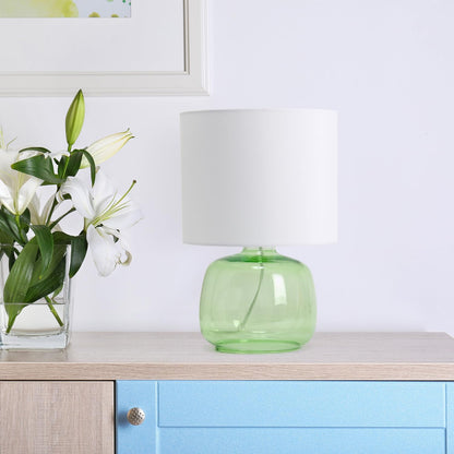 LT2064-GRW Glass Table Lamp with Fabric Shade, Green with White Shade4