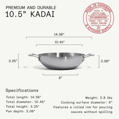 Made in Cookware - 10" Stainless Steel Kadai Pan - 5 Ply Stainless Clad - Professional Cookware - Induction Compatible3