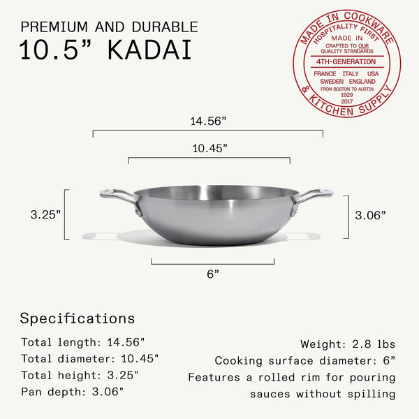 Made in Cookware - 10" Stainless Steel Kadai Pan - 5 Ply Stainless Clad - Professional Cookware - Induction Compatible3