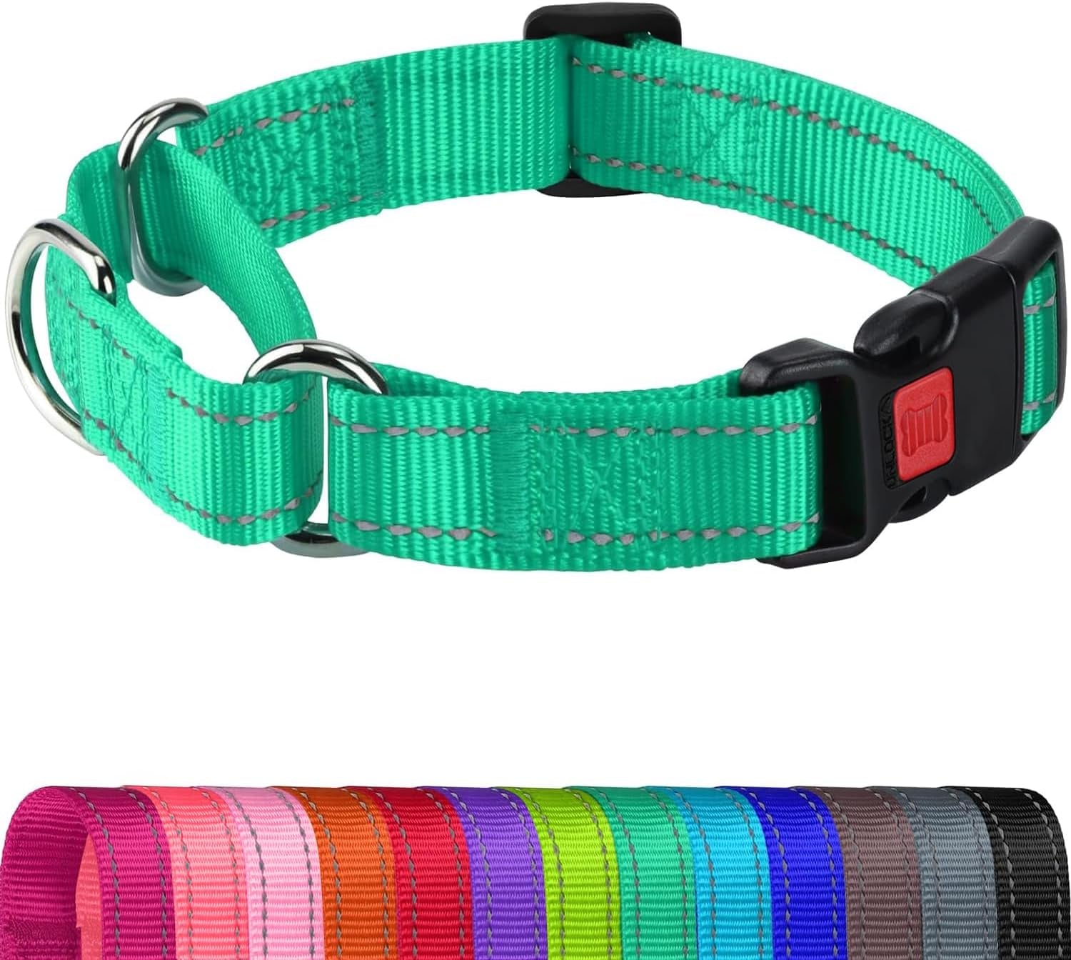 joytale-martingale-collar-for-dogs-escape-proof-no-pull-hotpink-m-gentle-cinch-stops-pulling-without-choking-safety-lock-buckle-reflective-stitching-for-night-walks-soft-nylon