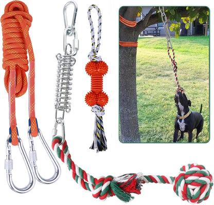 HOPET Dog Outdoor Bungee Hanging Toy, Tether Tug of War Toys for Medium to Large Dog to Exercise, Durable Interactive Tug Toy, Dog Rope Toys10