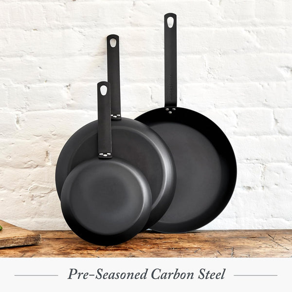 12" Pre-Seasoned Carbon Steel Frying Pan Skillet | Natural Nonstick with Use, Induction & All Stovetop Suitable, Grill & Campfire Safe, Even Heating, Indoor/Outdoor Use2