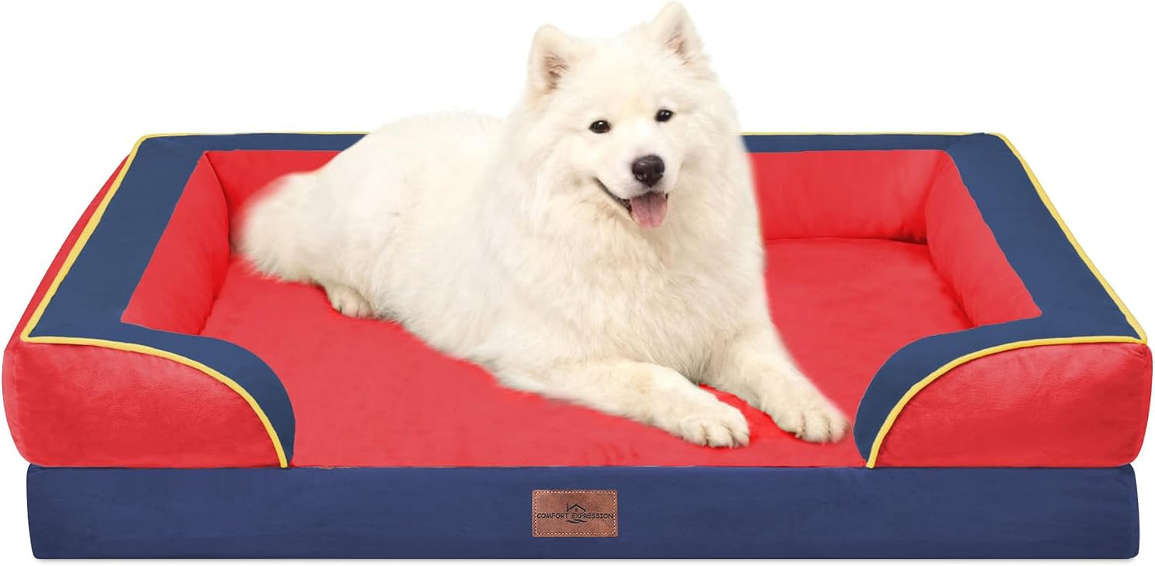 comfort-expression-orthopedic-dog-bed-for-extra-large-dogs-with-bolster-waterproof-dog-couch-bed-with-washable-cover-non-slip-bottom-supportive-egg-crate-foam-xl-pet-bed-42x30-inch