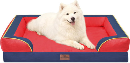 Comfort Expression Orthopedic Dog Bed for Extra Large Dogs with Bolster | Waterproof Dog Couch Bed with Washable Cover & Non-Slip Bottom, Supportive Egg Crate Foam XL Pet Bed, 42X30 Inch147
