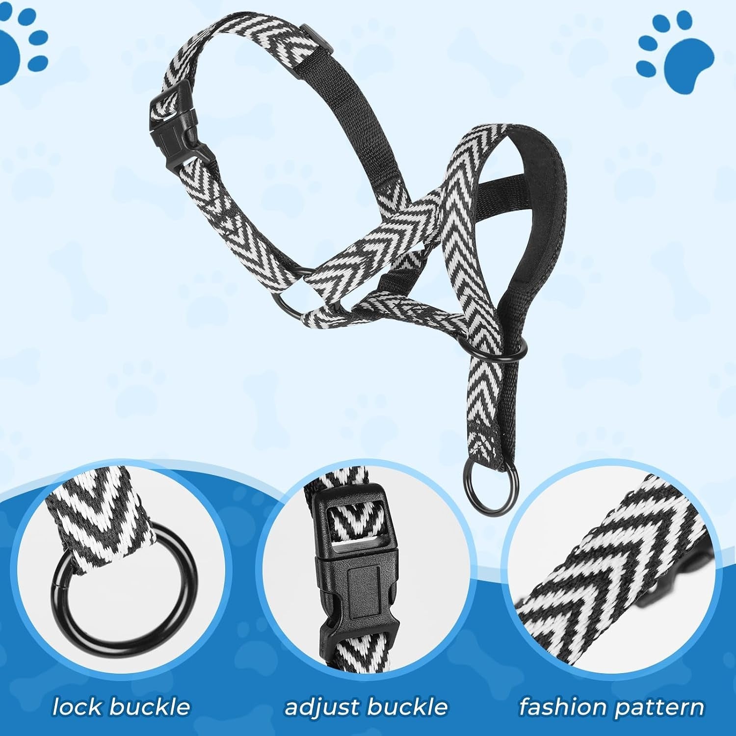 gentle-dog-head-collar-soft-nylon-no-pull-padded-halter-with-fashion-stripes-breathable-nose-leash-for-dogs-anti-pulling-barkingm