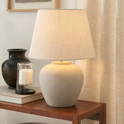 Home 20" Sand (Light Beige) Neutral Ceramic Table Lamp with Fabric Shade, Bedside Nightstand Lamp for Bedroom, Living Room, Entryway3