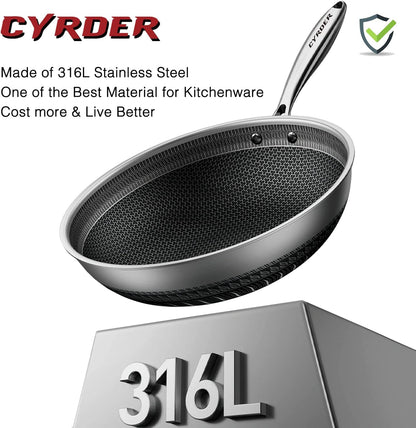 Large Hybrid Nonstick Stainless Steel Pan Skillet, 14.5In | PFOA Free Non-Stick Wok, Dishwasher Oven Safe, Stay Cool Handle, Works with Induction Cooktop/Ceramic/Gas/Electric Stove4