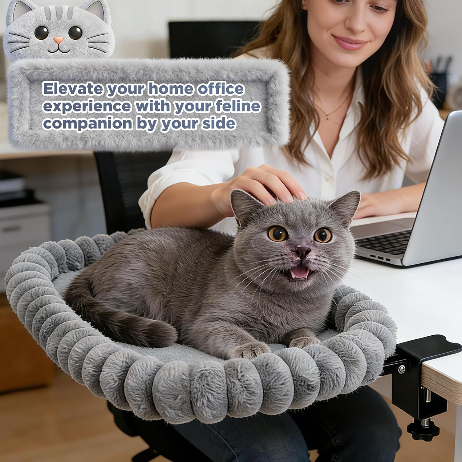 ipow-x-large-cat-bed-heavy-duty-steel-frame-supports-up-to-40lbs-cat-desk-bed-perch-space-saving-90-foldable-with-soft-ultra-plush-faux-fur-for-small-medium-large-cats