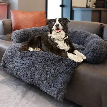 Calming Dogs/Cats Bed Mats, Dog Pad Washable Removable Couch Cover, Plush Long Fur Mat for Pets, Waterproof Lining, Perfect for Small, Medium and Large Dogs and Cats (Gradient Gray, 36"X31")15