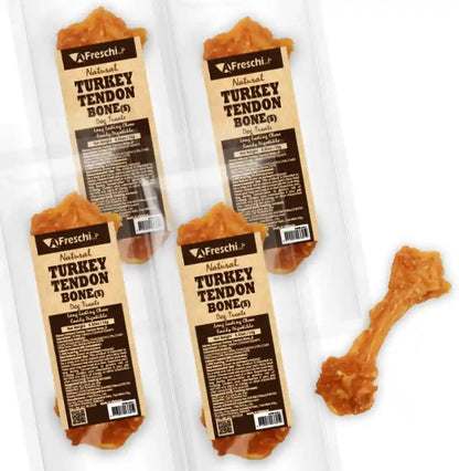 A Freschi Srl Turkey Tendons for Dogs, Usa-Sourced Human Grade, Rawhide-Free Long-Lasting Puppy Chews, All Natural Hypoallergenic Dog Treats for Small Breeds, Strips, 3Oz Pack16