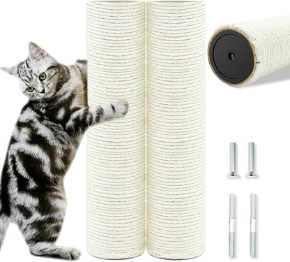 Cat Scratching Post Replacement Pole, 2 PCS 15.7In Cat Tree Replacement Post, Natural Sisal Cat Tree Replacement Parts with M8 Screws, Cat Scratch Post for Refurbishment (15.7In/40Cm)14