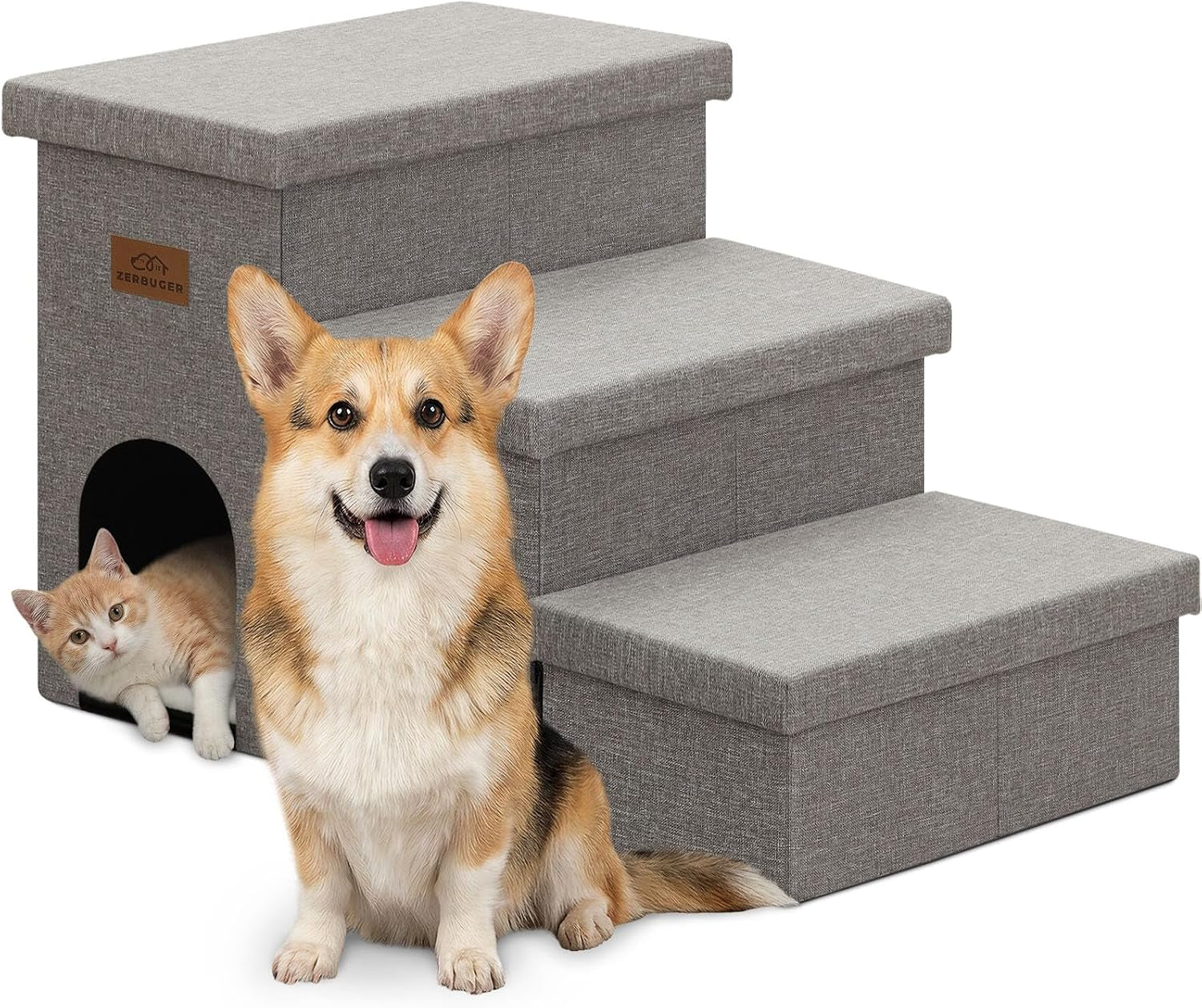 zerbuger-wider-dog-ramp-for-high-bed-with-storage-18-h-foldable-dog-stairs-for-small-medium-large-older-senior-animal-sturdy-dog-step-for-climbing-bed-or-couch-arthritis-friendly-gray-no-condo