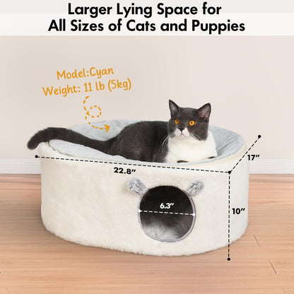 Zoratoo Enclosed Cat House for Indoor Cats, Pet Cave with Washable Cover | Portable Raised Pet Bed, Sturdy Metal Frame, Detachable Washable Cover, Oval Shape Cuddle Bed for Sleeping Kittens4