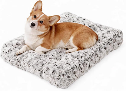 Orthopedic Dog Bed for Dogs, Calming Plush Dog Mat with Thick Cushion Support, Washable Fluffy Pet Bed with Non-Slip Bottom, Soft Indoor Dog Crate Bed (Gray, 41.0" L X 27.0" W X 4.0" Th)16