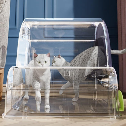Pet Supplies, Enclosed Cat Litter Box with Hood & Drawer, Anti-Splash & Easy Clean(Blue)7