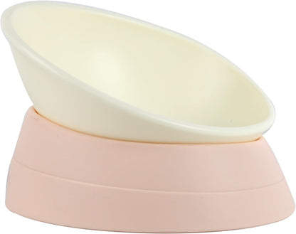 Bulldog Bowl Anti-Slip Dog Cat Dish Detachable Rubber Dog Bowl Pet Sterile Tilted Pet Feeder Slope Base ，Pink：2 Cups11