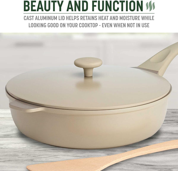 All-In-One Pan, Multilayer Nonstick Cookware Set, High-Performance Construction, Multipurpose Design Replaces Multiple Pots and Pans, Dishwasher Safe, 11-Inch, 4.4-Quart Capacity, Linen7