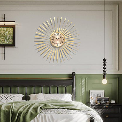 Large Wall Clocks for Living Room Decor 24 Inch Gold Starburst Wall Clock, Silent Non-Ticking Metal Wall Clocks Battery Operated, Mid Century Boho Farmhouse Modern Art Decor for Bedroom Office2