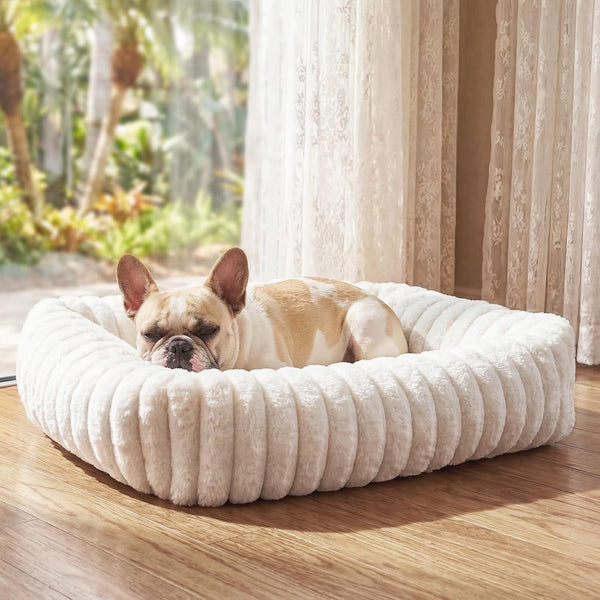 Donut Pet Bed for Indoor Cats and Small Dogs, Self-Heating Dog Bed with Non-Slip Bottom, Winter Comfort Dog Beds for Puppies, Washable & Portable Egg Tart Shape (S) Small Cat Bed Self Warming13
