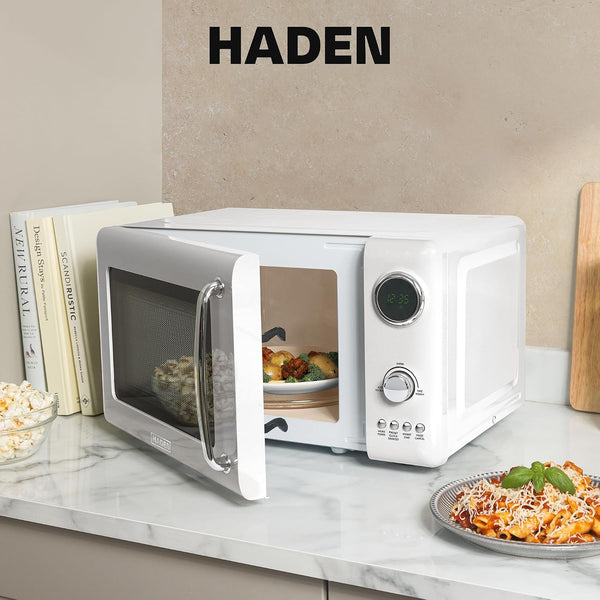Haden 700 Watt 0.7 Cubic Foot Microwave Oven with Digital Controls | Defrost, and Instant Start Countertop Small Appliance, Ivory/Chrome6