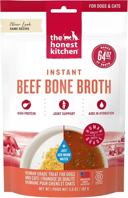 The Honest Kitchen Human Grade Daily Boosts Instant Beef Bone Broth with Turmeric for Dogs 3.6 Ounces1