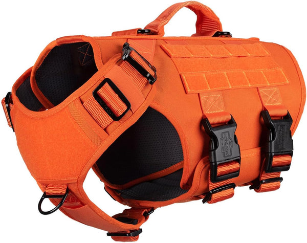 ICEFANG No Pull Tactical Dog Harness for Large Dogs,Adjustable Dog Vest | Control Handle,Molle Panel,Front Hook,3 Leash Clips,Soft Padded,For Walking Training,Pink,Large21