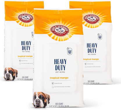 Arm and Hammer for Pets Heavy Duty Multipurpose Dog Bath Wipes, Mango Scent - All Purpose Wipes Remove Odor and Refresh Your Dog’S Skin between Baths, 100 Count - 2 Pack10