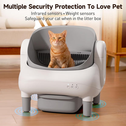 Automatic Cat Litter Box,Self Cleaning Litter Box for Multiple Cats with Open Top Design,App Control and Safety Protection,Ultra-Quiet,Easy Setup,Light Gray5