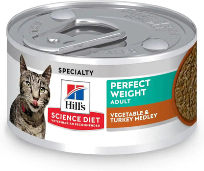 Hill'S Science Diet Adult Perfect Weight Wet Cat Food Variety Pack | #1 Veterinarian Recommended, Vegetable & Chicken and Liver & Chicken, 2.9 Oz. Cans, 12-Pack13