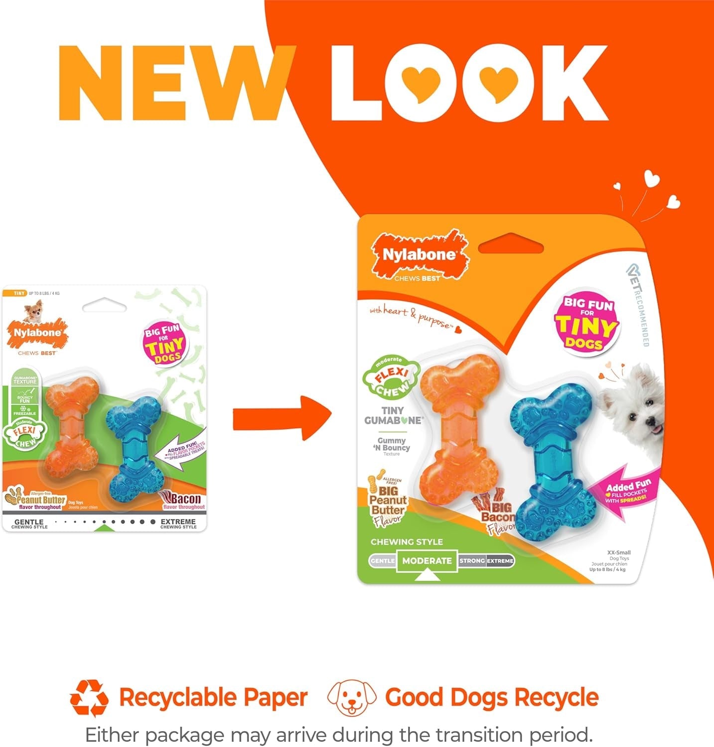 nylabone-flexi-chew-tiny-gumabone-dog-chew-toys-xx-small-2-count-peanut-butter-bacon-flavor-x-small-breeds-flexible-material-fill-with-treats-gentle-on-teeth-for-dogs-up-to-15-lbs