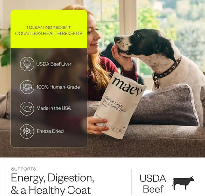 Maev Single-Ingredient Freeze-Dried Beef Liver Dog Treats, 4.4 Oz | 100% Usda-Certified Human-Grade | Healthy Raw Dog Snacks | Perfect for Training & Sensitive Diets | Made in USA3