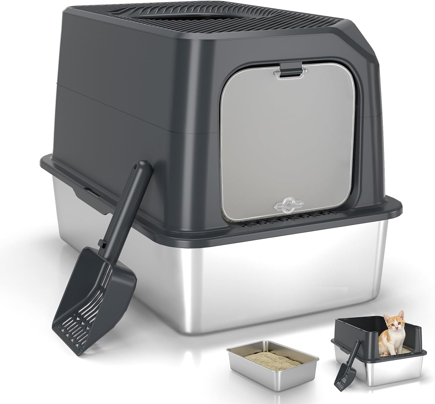 stainless-steel-cat-litter-box-11-8-high-sides-for-litter-scatter-urine-spray-control-easy-to-clean-non-stick-litter-pan-low-entry-for-kittens-small-cats-compact-space-saving-design