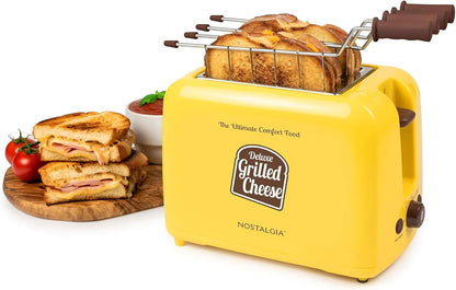 Deluxe Grilled Cheese Sandwich Toaster with Easy-Clean Toasting Baskets - Adjustable Toasting Dial and Extra Wide Slots - Yellow9