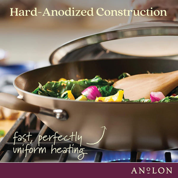 Advanced Home Hard Anodized Nonstick Wok/Stir Fry with Lid and Cooking Tool, 14 Inch, Bronze5