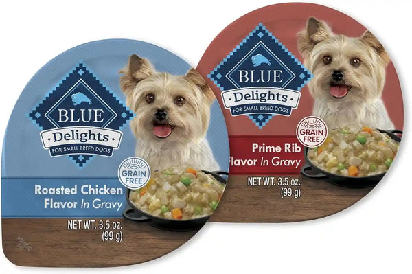 Blue Buffalo Delights Variety Pack Natural Grain Free Wet Dog Food for Small Breed Dogs (Filet Mignon Flavor & New York Strip Flavor) in Gravy with Natural Ingredients, 3.5-Oz. Each (12 Cups)22