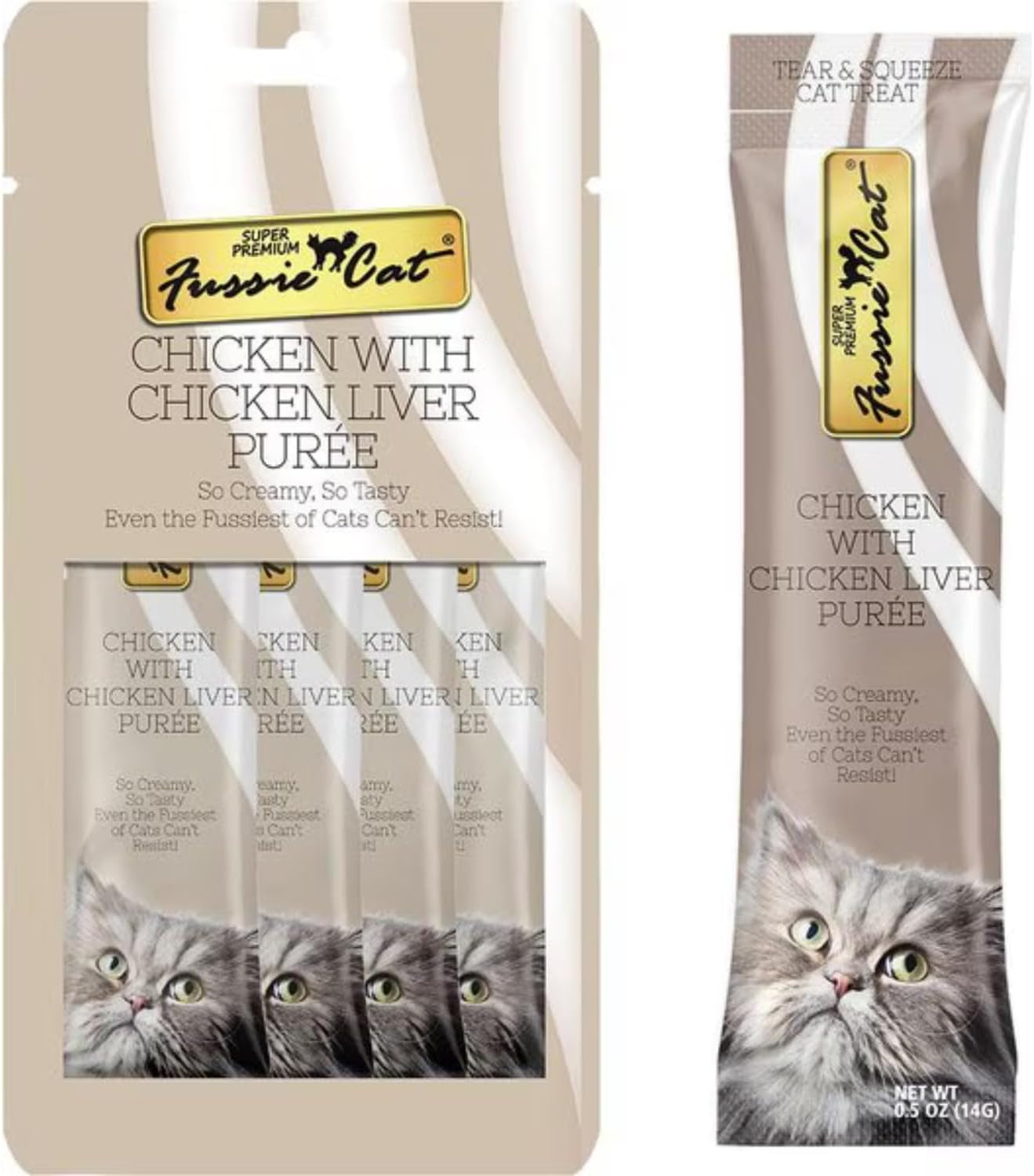 fussie-cat-premium-puree-lickable-cat-treats-in-chicken-puree-4-flavors-4-packs-of-4-0-5oz-tubes-16-total-tubes-spoon