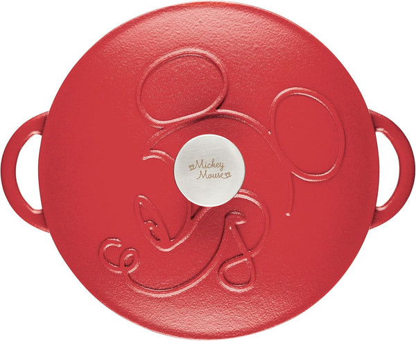 Disney Bon Voyage Pre-Seasoned Cast Iron Dutch Oven/Casserole Pan with Lid, Suitable for All Stovetops, Including Induction, 4.75 Quart - Red13