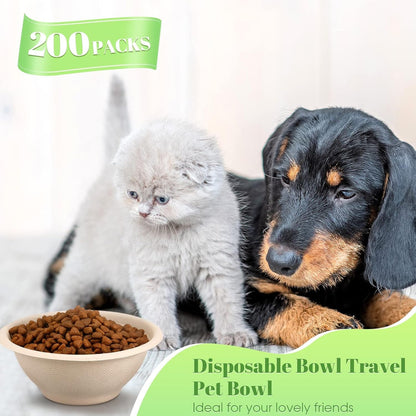 Thenshop 200 Pcs Biodegradable Disposable Pet Bowls Bulk Travel Paper Food Bowls for Small Dogs Puppy Cat Food Dish Safe Container for Outdoor Small Animal Feeding and Watering Supplies(8 Oz)2