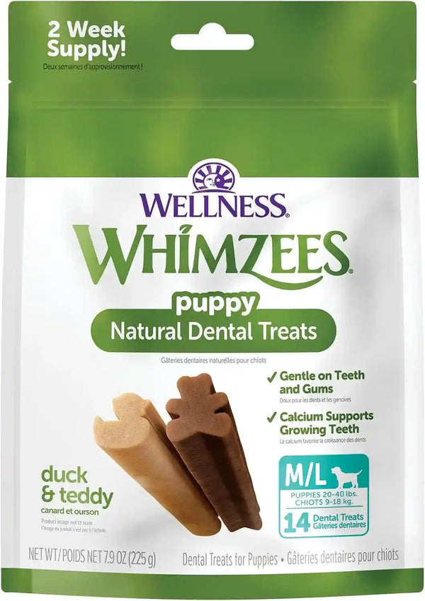 Wellness WHIMZEES Puppy Natural Dog Dental Treat, Chews, Freshens Breath, Extra-Small/Small Size, 7.9 Oz Bag, 30 Count10