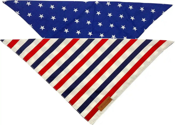 Realeaf 4Th of July Dog Bandanas 2 Pack, Reversible American Flag Pet Scarf for Boy and Girl, Premium Durable Fabric, Patriotic Bandana for Large and Extra Large Dogs (X-Large)3