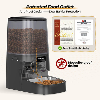 Automatic Cat Feeder with App Control, 5L Food Dispenser for Cats and Small Dogs, 2.4/5G Wi-Fi, Programmable Portions, Anti-Jam & Fresh-Lock, Stainless Steel Bowl, Easy to Clean4