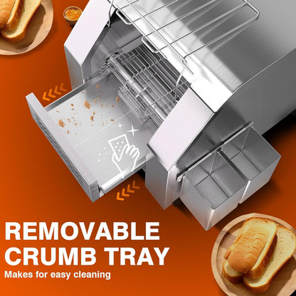 Commercial Conveyor Toaster 150Pcs/H - Electric Conveyor Belt Toaster for Toast, Bun, Bagel, Bread, Heavy Duty Stainless Steel Toaster Oven for Restaurant, Bakery, Buffet Use5