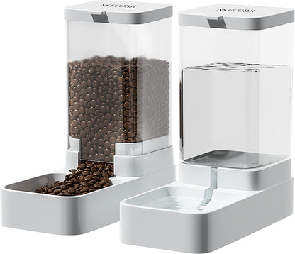 NKECOBJI Gravity Pet Feeder and Water Dispenser Set, Automatic Dog Feeder and Dog Water Dispenser for Dogs Cats Pets Animals Large Capacity(3.8L)1