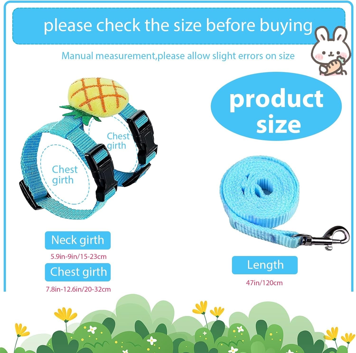 4-sets-adjustable-bunny-rabbit-harness-and-leash-set-small-pet-cute-vest-harness-leash-ferret-harness-guinea-pig-harness-ferret-leash-with-decorations-for-bunny-kitten-puppy-small-pets