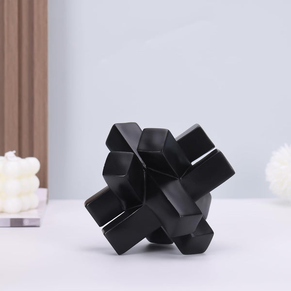 Black Knot Decor Knick Knacks for Shelves, Black Geometric Sculpture Statue Modern Decorative Objects Shelf, Black Home Décor Accents, Minimalist Bookcase Tv Stand Coffee Table Entrance Decor Objects4